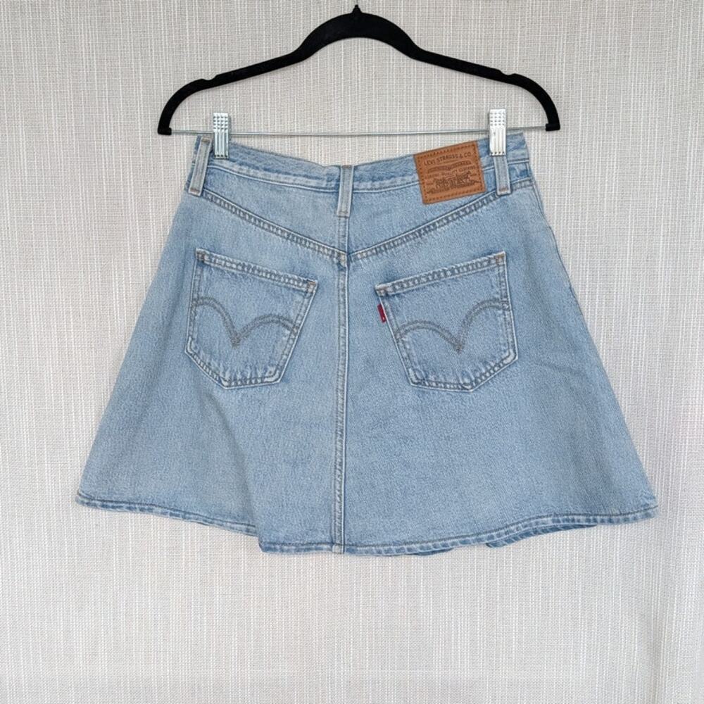 Levi's Denim Flounce Mini Skirt Womens 27/S Blue High-rise A-line - Picture 3 of 8